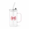 pink bow glass cup
