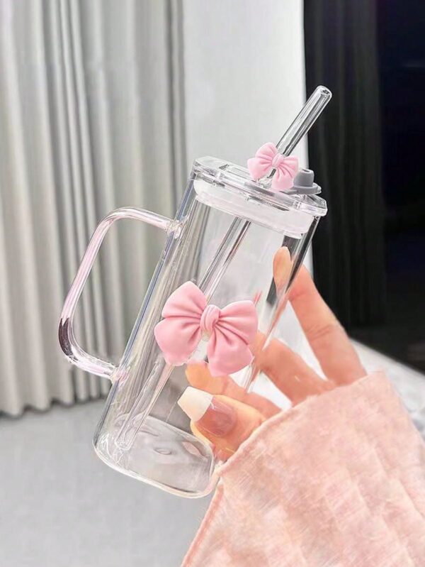 Pink Bow Glass Cup Coquette Aesthetic – Cute Girly Coffee & Juice Glass Tumbler for Gifts & Daily Use