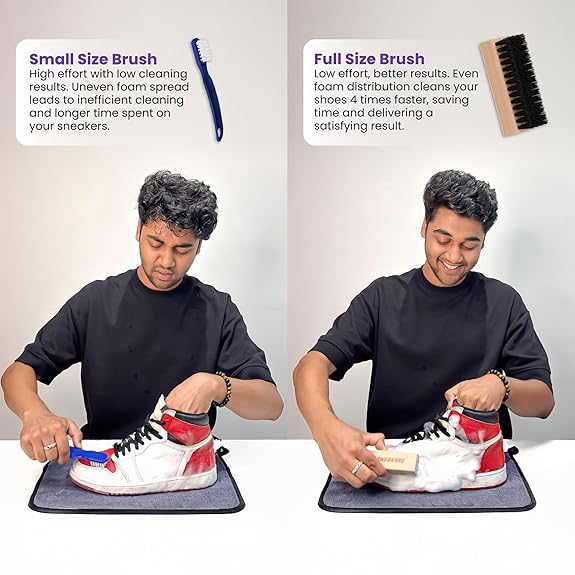 SNEAKARE Quick Shoe Cleaning Kit Shoe Cleaner & Medium Bristle Shoe Brush, White Shoe Cleaning Kit, Shoe Cleaner Kit For Sneaker,Sports Shoe Cleaner Foam Spray